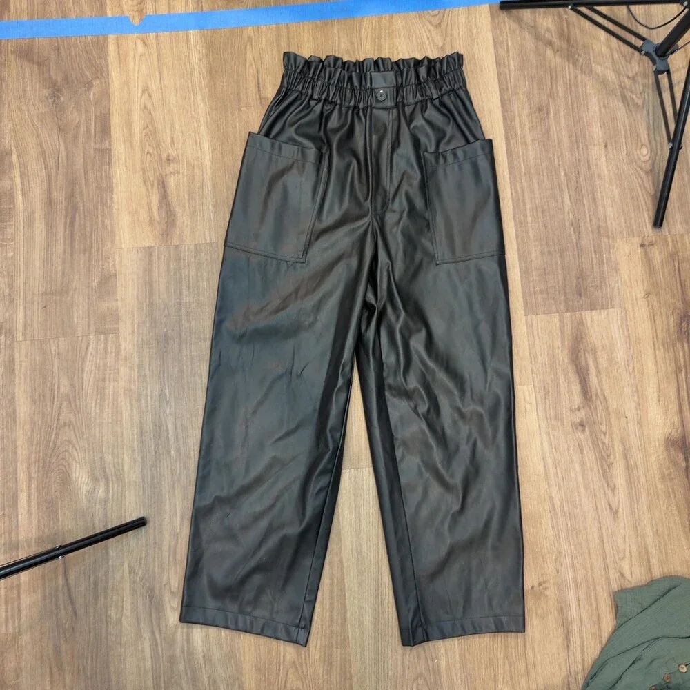 Women's Size Large Clothing Bundle Faux Leather Pants‎ Rompers Top 4 Piece Lot